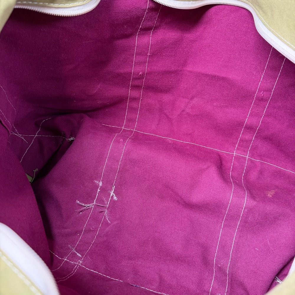 LL bean Boat And Tote Vintage Bag Large Color Block Monogram Canvas Fuchsia - Picture 11 of 16